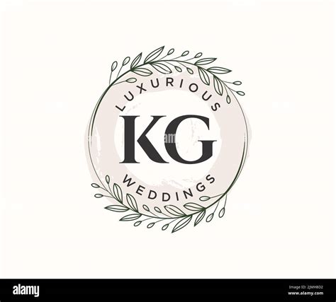 Kg Initials Letter Wedding Monogram Logos Template Hand Drawn Modern