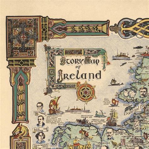 Ireland Map, Old Ireland Map, Irish Map, Vintage Map, Literary Map ...