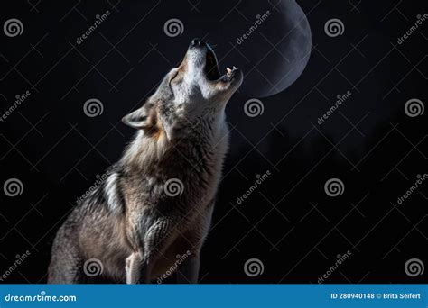 A Lone Wolf Howling at the Full Moon during Midnight. Generative AI ...