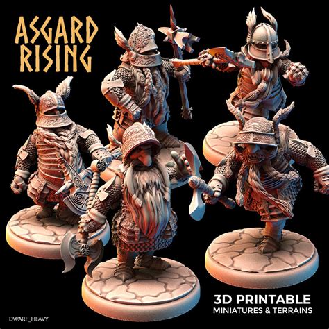 Dwarven Warriors In Full Plate Armor Modular Set Asgard Rising