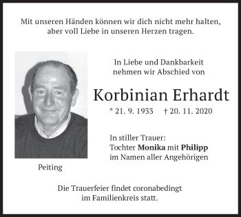 Traueranzeigen Von Korbinian Erhardt Trauer Merkur De