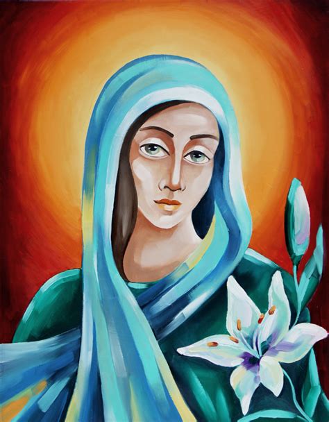 Virgin Mary Painting Our Lady Original Art Christian Artwork Religious Wall Art 14 By 11 Inch