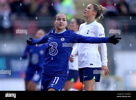 Chelseas Guro Reiten Celebrates Scoring Her Sides Third Goal During