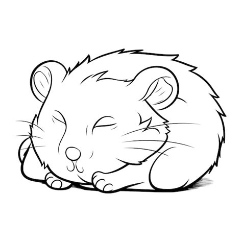 Ilustração de um hamster dormindo em um fundo branco Vetor Premium