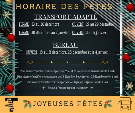 Horaire des fêtes