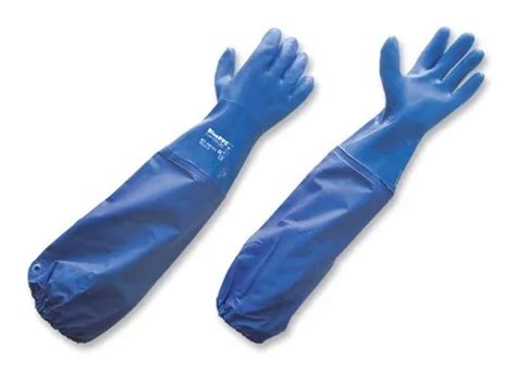 Guantes Pvc Azul Extra Largos 60 Centímetros Impermeables