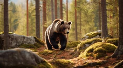 Premium Ai Image Brown Bear In The Forest