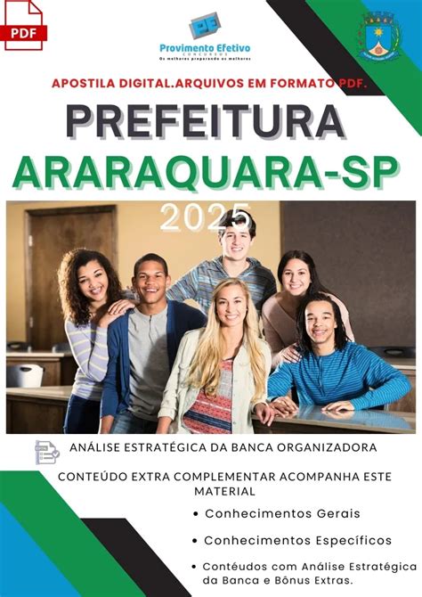 Concurso Prefeitura Araraquara 2025 - Provimento Efetivo Concursos - Apostila Araraquara 2025 Arquiteto e ...