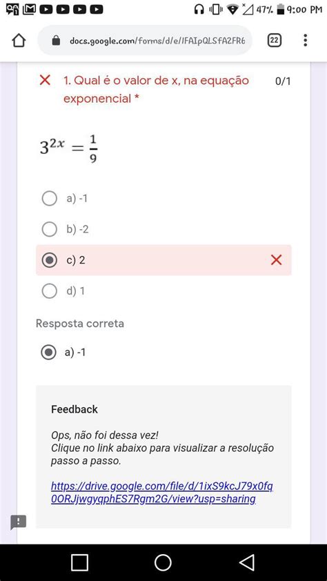 Qual é o valor de x na equação exponencial a 1 b 2 c 2 d 1