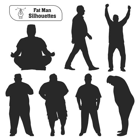 Dikke Man Silhouetten Vector Collectie Premium Vector