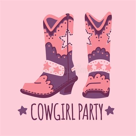 Wild West Cowgirl Boots With Stars Pink Leather Shoes Vintage Style Retro Western Footwear