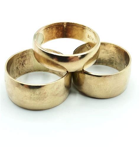 Vintage Gold Wide Band Rings Cigar Band Three Gold Rings Etsy Wide