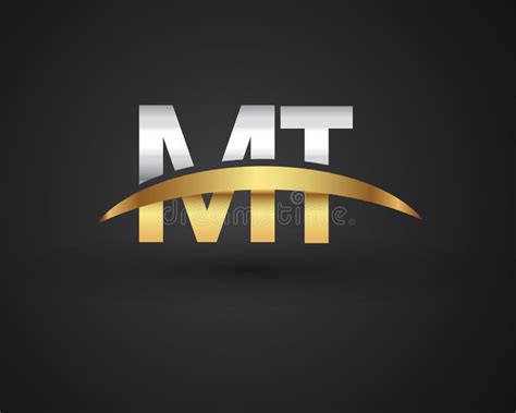 Mt Initial Logo Company Name Colored Gold And Silver Swoosh Design