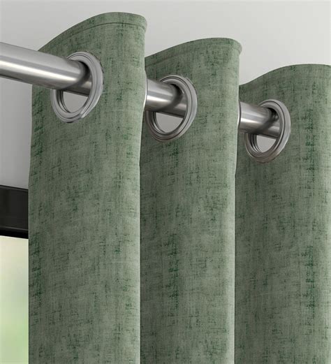 Buy Green Solid Polyester Ft Blackout Eyelet Door Curtain By Ddecor