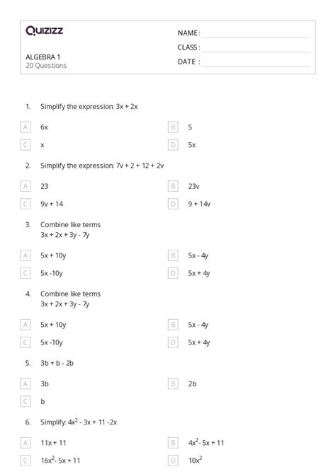 50+ Algebra worksheets for 1st Grade on Quizizz | Free & Printable