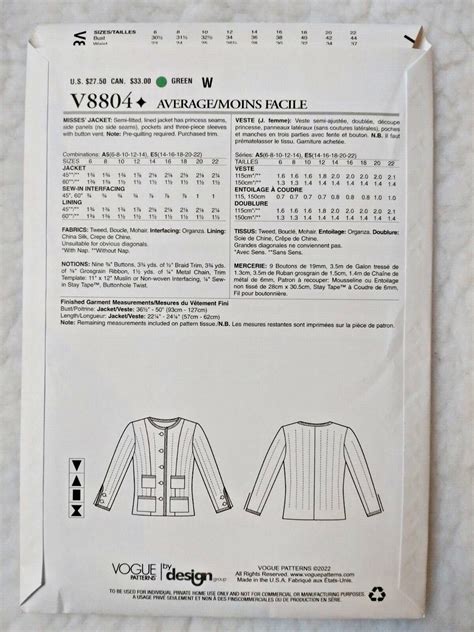 Vogue V Claire Shaeffers Custom Couture Jacket Cardigan Pattern