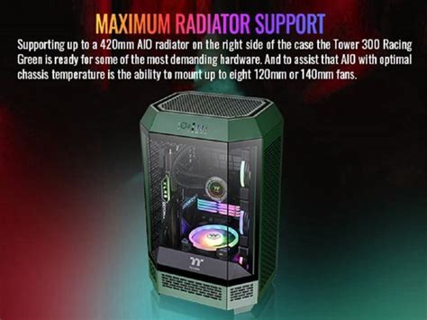 Thermaltake Tower 300 Racing Green Micro ATX Case 2x140mm CT Fan