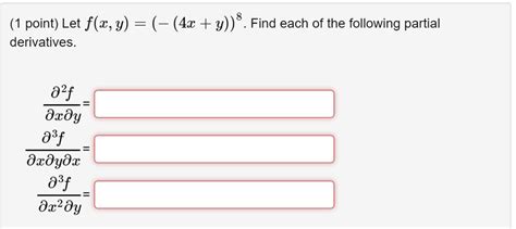 Solved 1 Point Let F X Y 4x Y 8 Find Each Of The