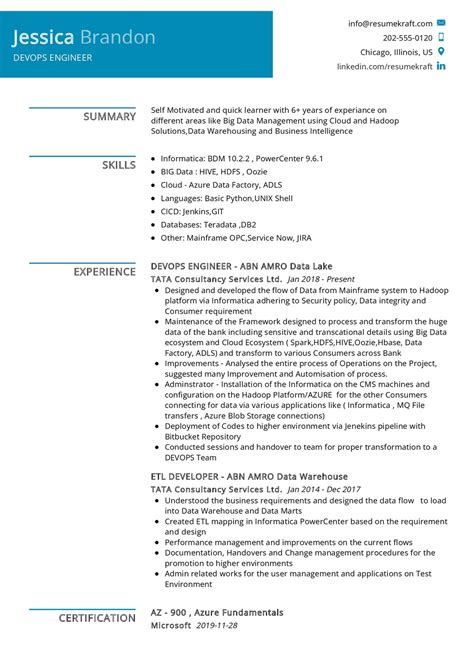 Devops Engineer Resume Template In 2025 Resumekraft