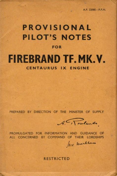 BLACKBURN FIREBRAND - Flight Manuals