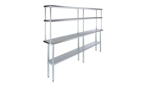 14" x 96" Stainless Steel Work Table with 12" Wide Double Tier ...