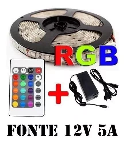 Kit Metros Fita Led Rgb Amplificador Fonte A Nf