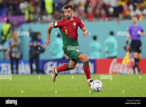 Doha Qatar 24th Nov 2022 Bruno Fernandes Of Portugal Dribbles The