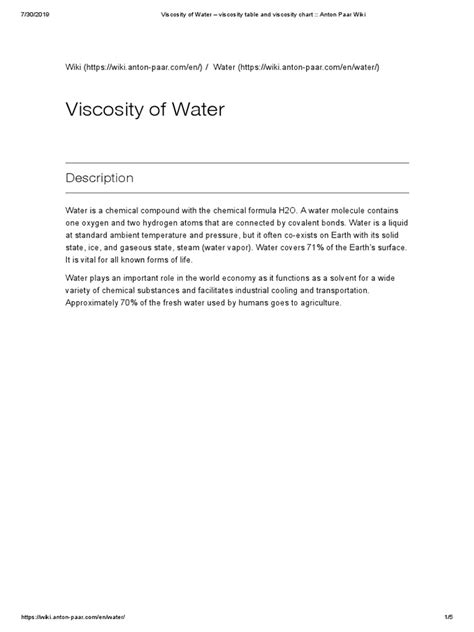 Viscosity of Water - Viscosity Table and Viscosity Chart - Anton Paar ...