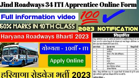 Haryana Roadways Apprentice 2023 Jind Roadways 34 ITI Apprentice