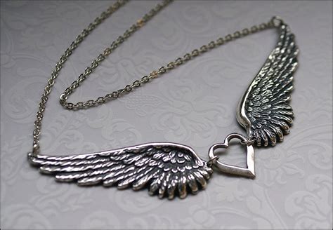 Angel Wing Necklace Silver Wing Jewelry Gorgeous Detailed Etsy