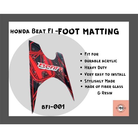 MH BFI 001 HONDA BEAT FI FOOT BOARD MATTING Durable Acrylic That Made