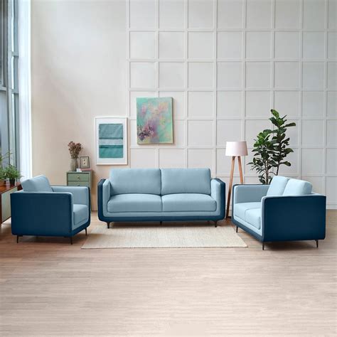 Buy Blue Color Mojo 3+2+1 Seater Sofa Set | Sleepyhead