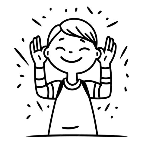 Premium Vector Cartoon Happy Smiling Little Boy With Raised Hands