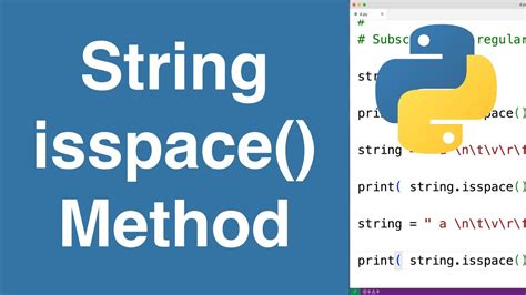 String Isspace Method Python Tutorial Youtube