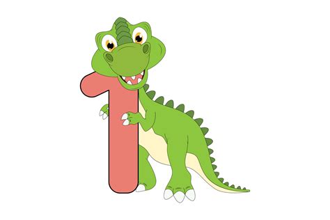 Cute Dinosaur Cartoon With Number By Curutdesign Thehungryjpeg