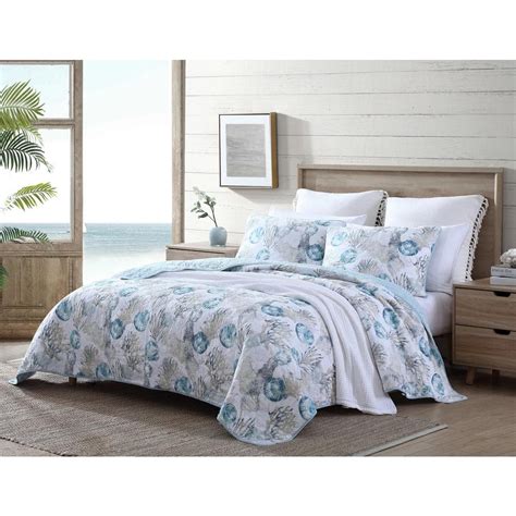 Tommy Bahama Freeport 2 Piece Blue Floral Cotton Twin Quilt Set Ushsa91175093 The Home Depot