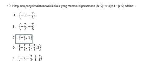 Solved Himpunan Penyelesaian Mewakili Nilai X Yang Memenuhi