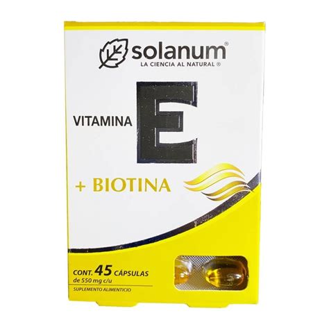 Suplemento alimenticio Solanum vitamina E y biotina 45 cápsulas de 550