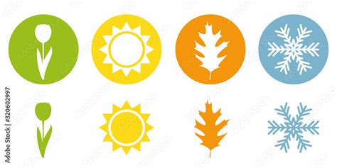 Four Season Summer Spring Autumn Winter Symbol Vector Illustration