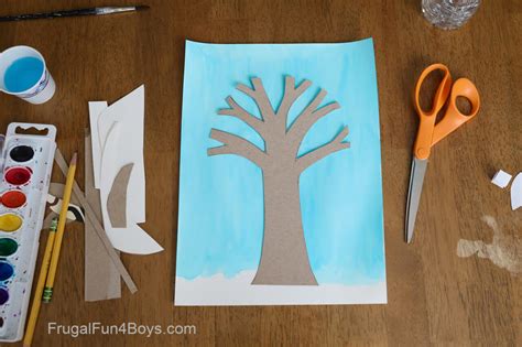 3D Fall Tree Collage Art - Frugal Fun For Boys and Girls