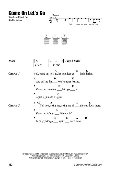 Come On Let's Go by Ritchie Valens - Guitar Chords/Lyrics - Guitar ...