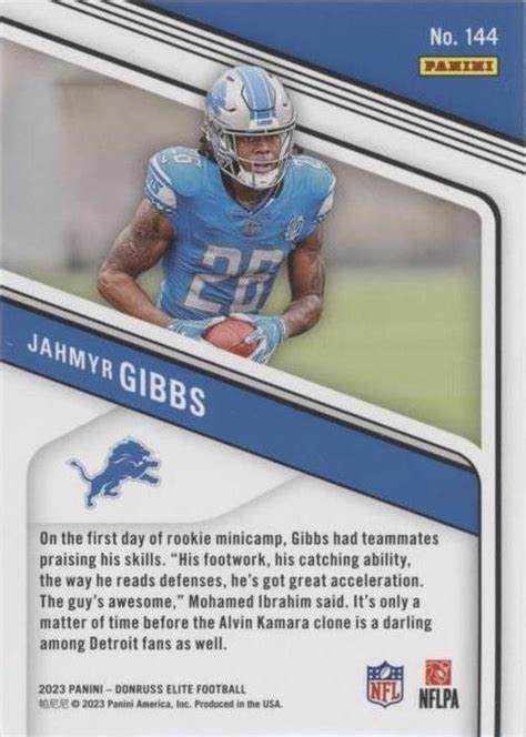 2023 Panini Donruss Elite Jahmyr Gibbs 144 For Sale EBay