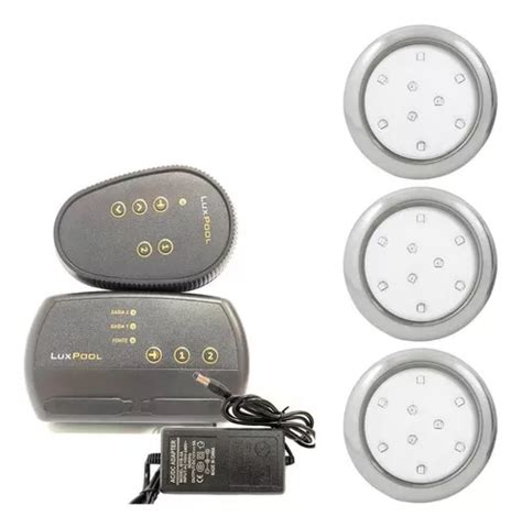 Kit 3 Refletor Led Piscina Rgb 9w Inox Central Compacta Encaixe 3 4