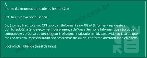 Modelo De Justificativa Para Falta Em Compromisso Para Imprimir