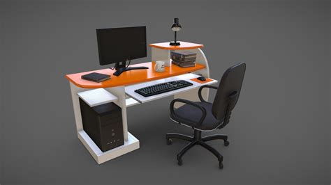 Desktop Computer Table And Chair Buy Royalty Free 3D Model By Elvair