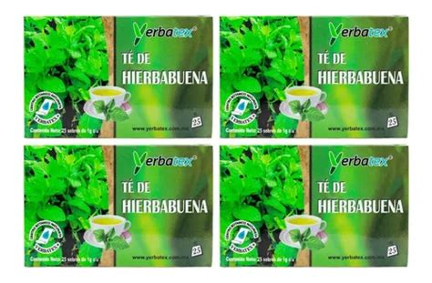 Pack 4 Té De Hierbabuena Con 25 Sobres Cada Uno Yerbatex Meses sin