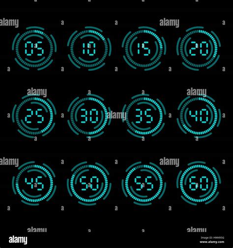 Digitalen Countdown Timer mit fünf Minuten Intervall Stock Vektorgrafik