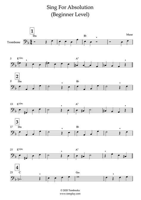 Sing For Absolution Beginner Level Muse Partitura Trombón