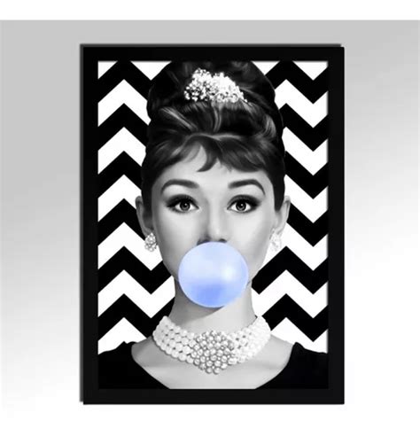 Quadro Decorativo Poster Audrey Hepburn Chiclete 60x43cm A2