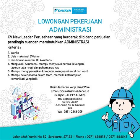 Lowongan Kerja Februari 2023 Admin CV New Leader Di Solo INFO LOKER SOLO